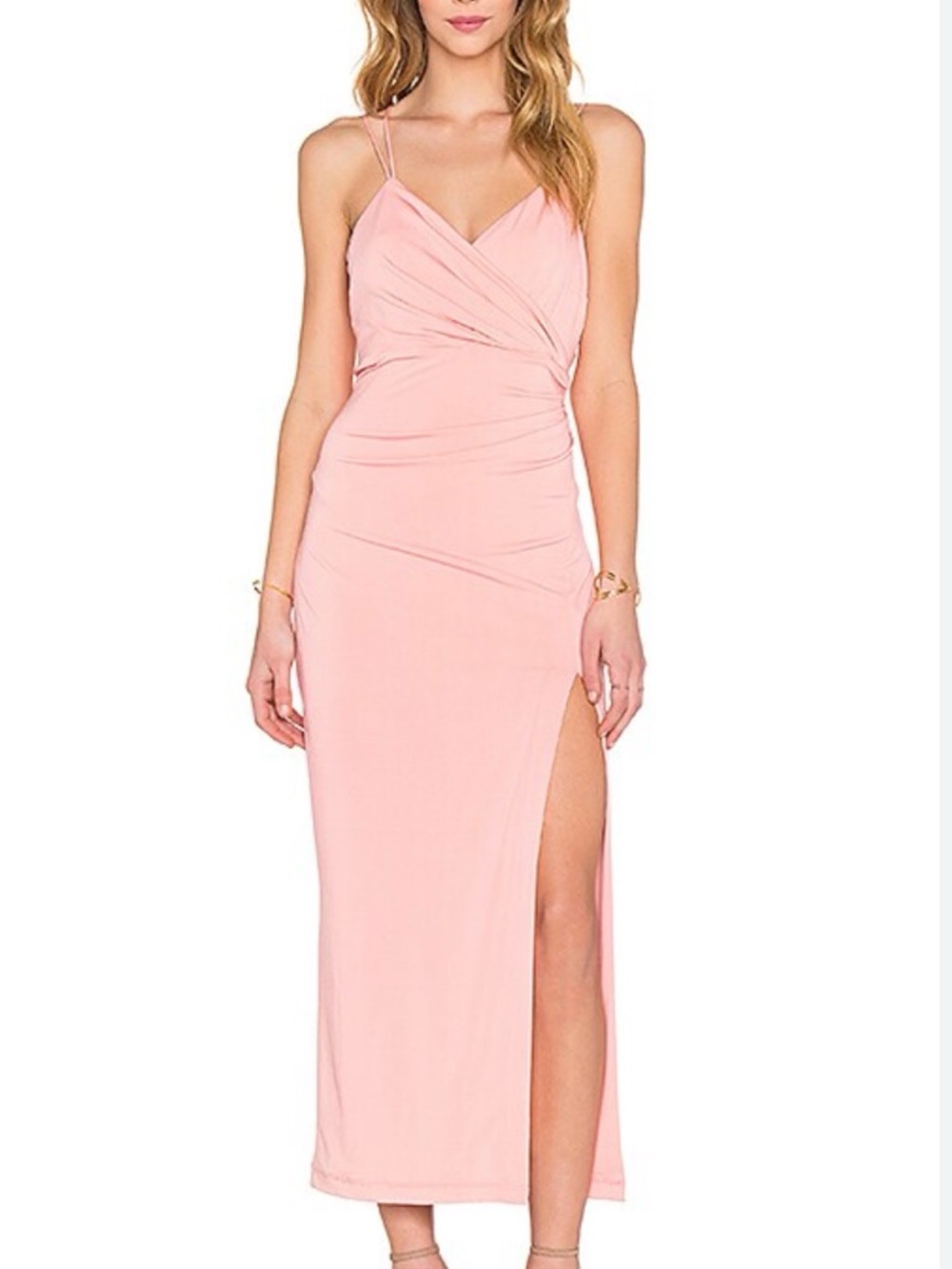 Bardot Nadia Spaghetti-Strap Maxi Dress with High Slit in Sherbert Size XS/4